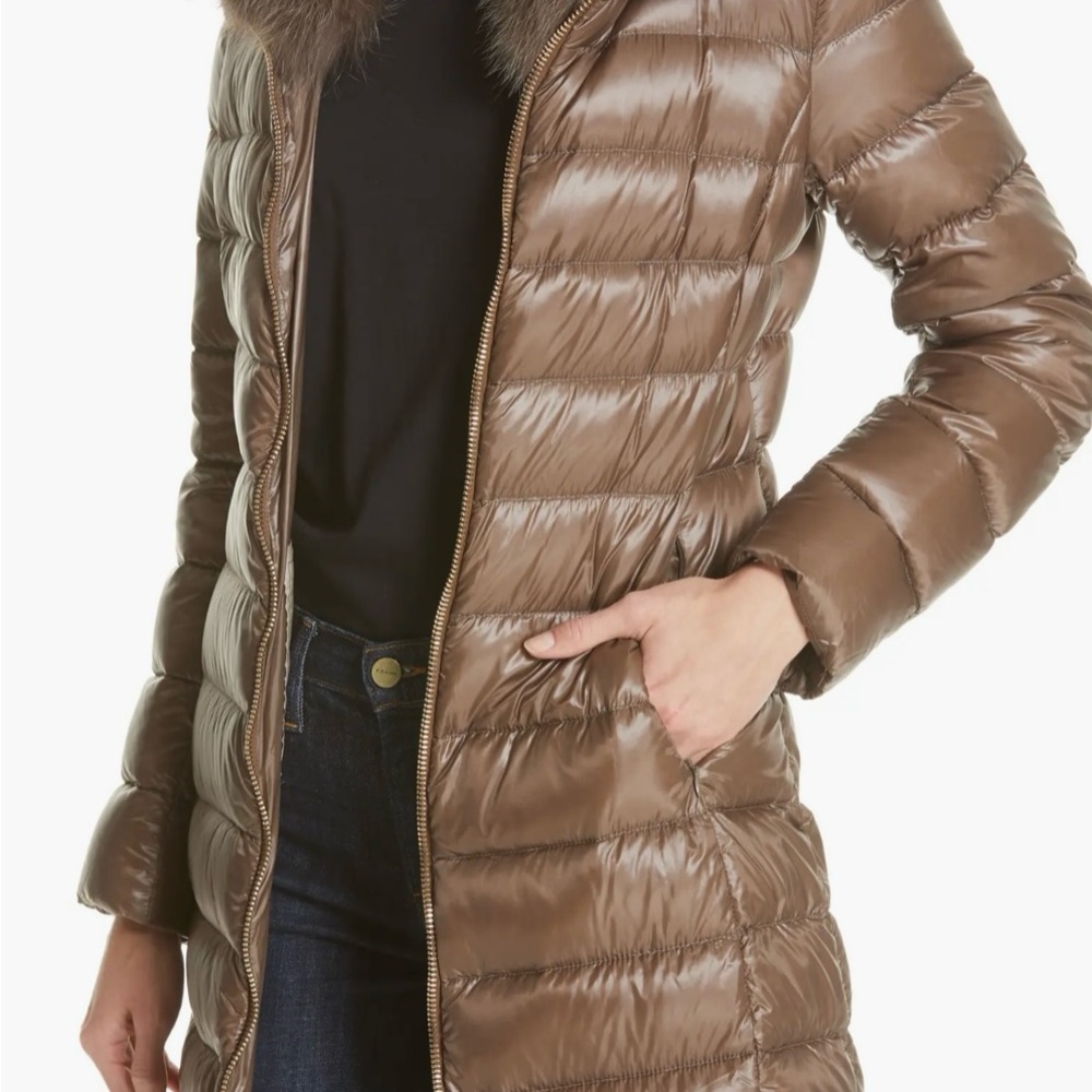 Herno Quilted Down Puffer Coat with Removable Genuine Fox Fur Collar